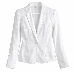 Caslon Nordstrom Lightweight 100% Cotton Knit 1 Button Blazer Jacket White S